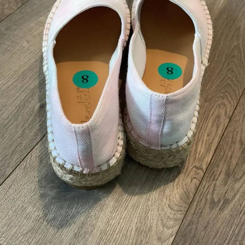 New Splendid Pink & Light Blue Pastel Tie-Dye Espadrille Platform Shoe Size 8